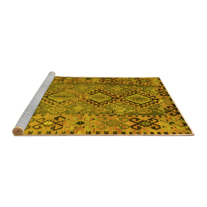 Sideview of Machine Washable Southwestern Yellow Country Rug, wshtr1306yw
