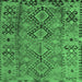 Square Machine Washable Southwestern Emerald Green Country Area Rugs, wshtr1306emgrn