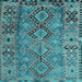 Square Machine Washable Southwestern Light Blue Country Rug, wshtr1306lblu