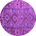 Round Machine Washable Southwestern Purple Country Area Rugs, wshtr1306pur