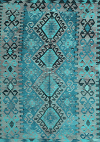 Southwestern Light Blue Country Rug, tr1306lblu