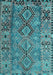 Southwestern Light Blue Country Rug, tr1306lblu