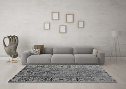 Machine Washable Southwestern Gray Country Rug in a Living Room,, wshtr1306gry