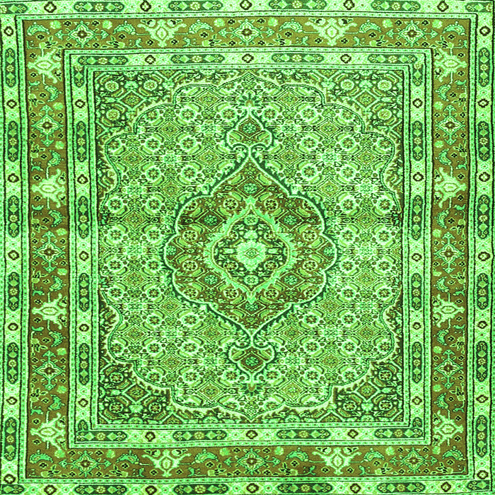 Round Machine Washable Medallion Green Traditional Area Rugs, wshtr1307grn