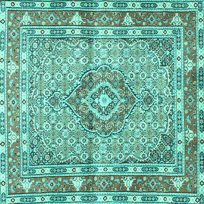 Square Medallion Turquoise Traditional Rug, tr1307turq