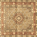 Square Machine Washable Medallion Brown Traditional Rug, wshtr1307brn