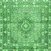 Square Medallion Emerald Green Traditional Rug, tr1307emgrn