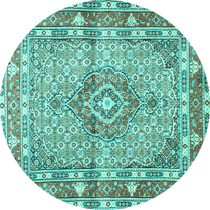 Round Medallion Turquoise Traditional Rug, tr1307turq
