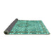 Sideview of Medallion Turquoise Traditional Rug, tr1307turq