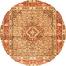 Square Medallion Orange Traditional Rug, tr1307org