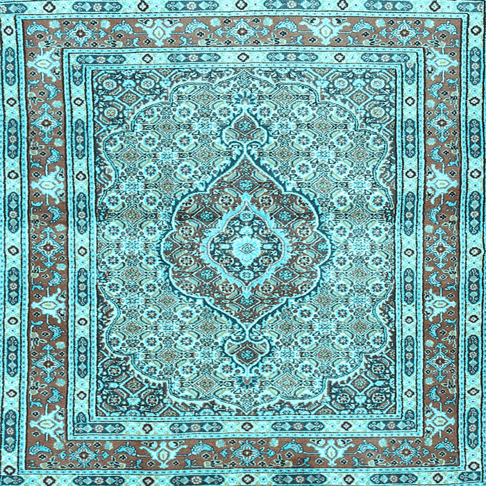 Square Medallion Light Blue Traditional Rug, tr1307lblu