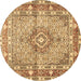 Round Medallion Brown Traditional Rug, tr1307brn