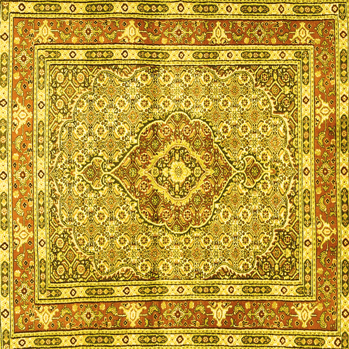 Square Medallion Yellow Traditional Rug, tr1307yw