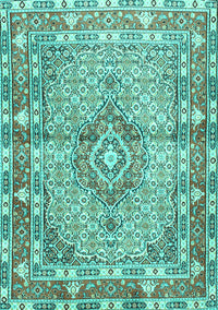 Medallion Turquoise Traditional Rug, tr1307turq