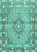 Medallion Turquoise Traditional Rug, tr1307turq