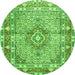 Square Medallion Green Traditional Rug, tr1307grn