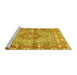 Sideview of Machine Washable Medallion Yellow Traditional Rug, wshtr1307yw