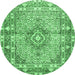 Round Medallion Emerald Green Traditional Rug, tr1307emgrn