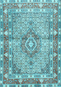 Medallion Light Blue Traditional Rug, tr1307lblu