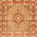 Round Machine Washable Medallion Orange Traditional Area Rugs, wshtr1307org