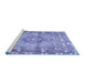 Sideview of Machine Washable Medallion Blue Traditional Rug, wshtr1307blu