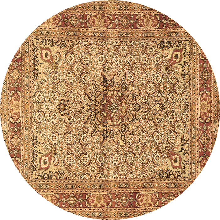 Round Machine Washable Persian Brown Traditional Rug, wshtr1308brn