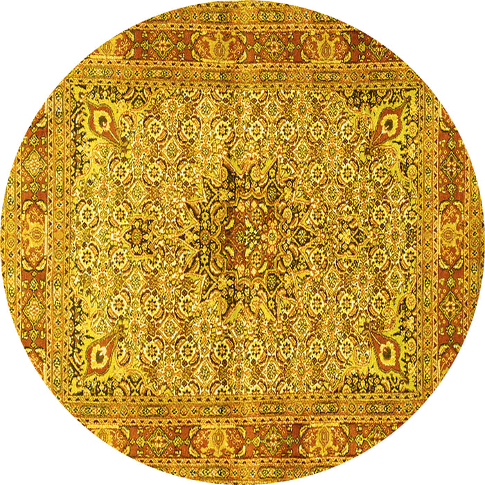 Round Persian Yellow Traditional Rug, tr1308yw