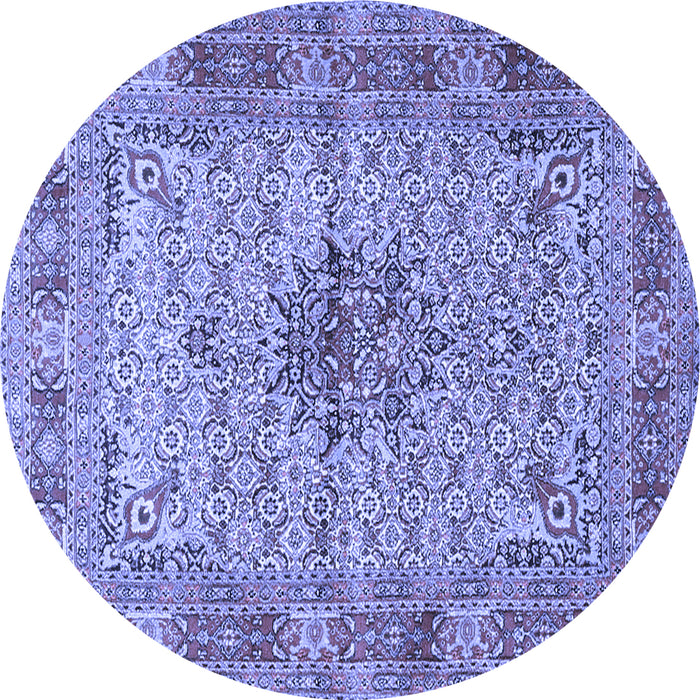 Round Machine Washable Persian Blue Traditional Rug, wshtr1308blu