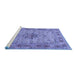 Sideview of Machine Washable Persian Blue Traditional Rug, wshtr1308blu