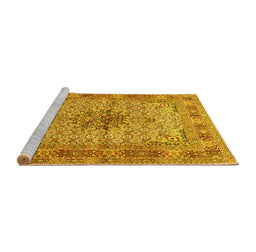 Sideview of Machine Washable Persian Yellow Traditional Rug, wshtr1308yw