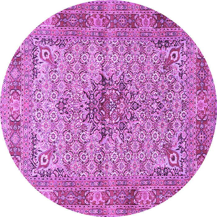 Round Machine Washable Persian Purple Traditional Area Rugs, wshtr1308pur