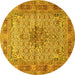 Round Machine Washable Persian Yellow Traditional Rug, wshtr1308yw