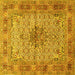 Square Machine Washable Persian Yellow Traditional Rug, wshtr1308yw