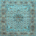 Square Machine Washable Persian Light Blue Traditional Rug, wshtr1308lblu