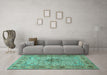 Machine Washable Persian Turquoise Traditional Area Rugs in a Living Room,, wshtr1308turq