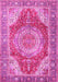 Machine Washable Medallion Pink Traditional Rug, wshtr1309pnk