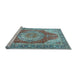 Sideview of Machine Washable Medallion Light Blue Traditional Rug, wshtr1309lblu