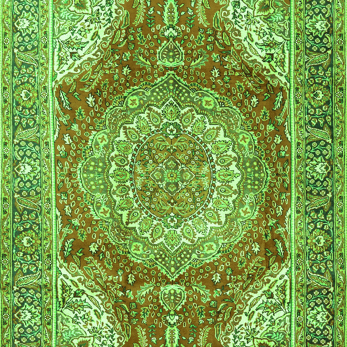 Serging Thickness of Machine Washable Medallion Green Traditional Area Rugs, wshtr1309grn