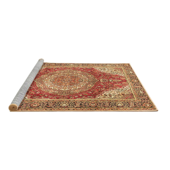 Sideview of Machine Washable Medallion Brown Traditional Rug, wshtr1309brn