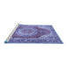 Sideview of Machine Washable Medallion Blue Traditional Rug, wshtr1309blu