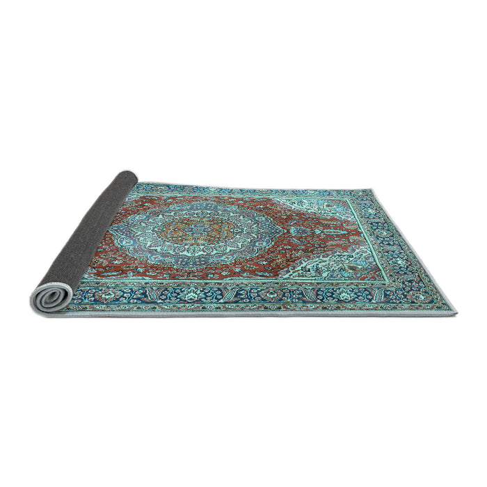 Sideview of Medallion Light Blue Traditional Rug, tr1309lblu