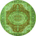 Square Medallion Green Traditional Rug, tr1309grn