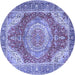 Round Medallion Blue Traditional Rug, tr1309blu