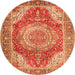 Machine Washable Medallion Orange Traditional Area Rugs, wshtr1309org