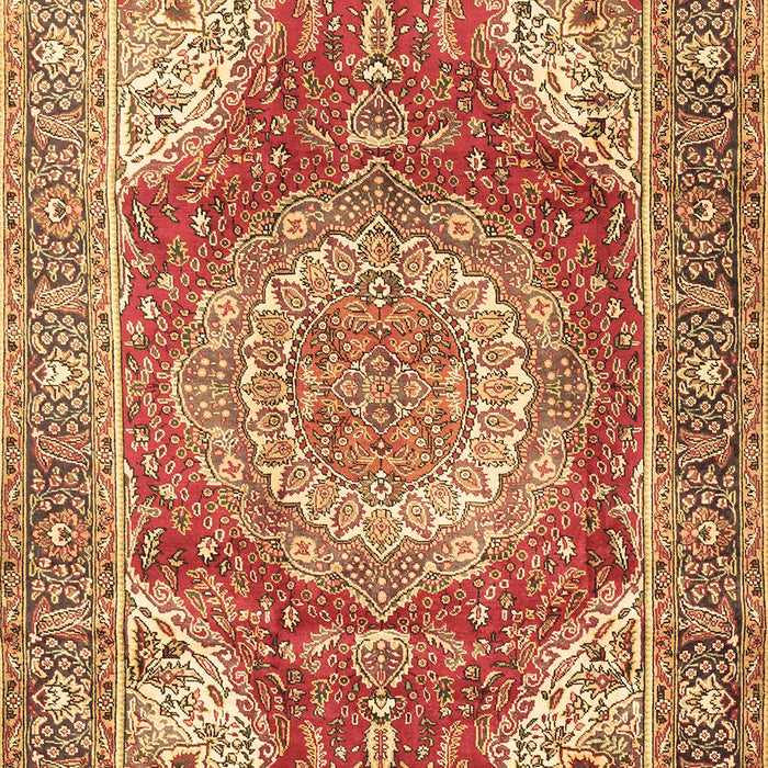 Machine Washable Medallion Brown Traditional Rug, wshtr1309brn