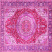 Square Medallion Pink Traditional Rug, tr1309pnk