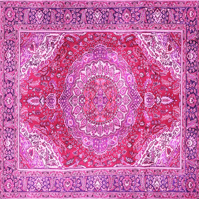 Square Machine Washable Medallion Pink Traditional Rug, wshtr1309pnk
