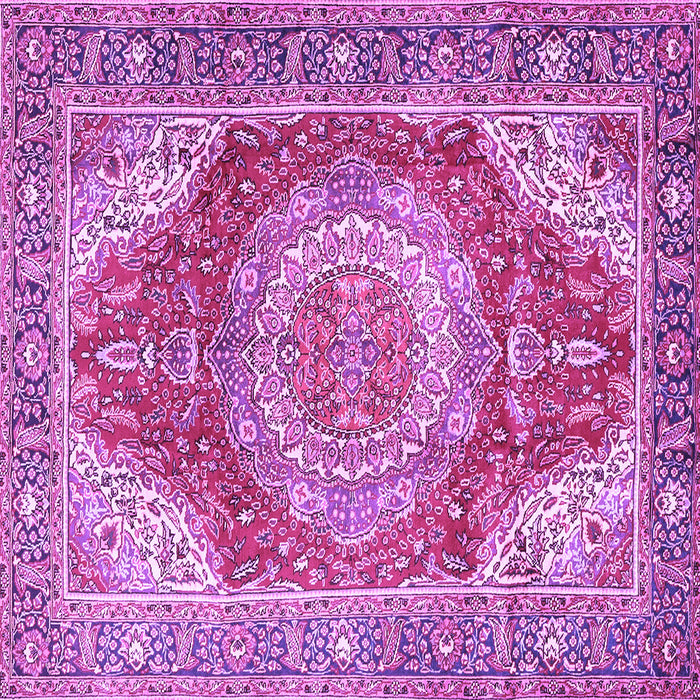 Square Machine Washable Medallion Purple Traditional Area Rugs, wshtr1309pur