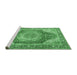 Sideview of Machine Washable Medallion Emerald Green Traditional Area Rugs, wshtr1309emgrn