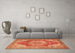 Machine Washable Medallion Orange Traditional Area Rugs in a Living Room, wshtr1309org